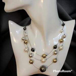 Floating Optical Illusion Acrylic Beaded Holiday Layered Necklace